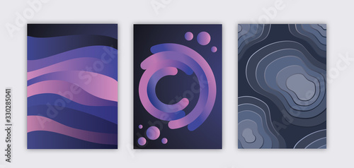 Modern abstract covers set with cool gradient shapes composition. EPS10 vector.