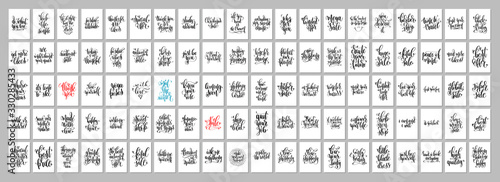 set of 100 positive quotes posters, hand lettering separately phrases, motivation and inspiration text