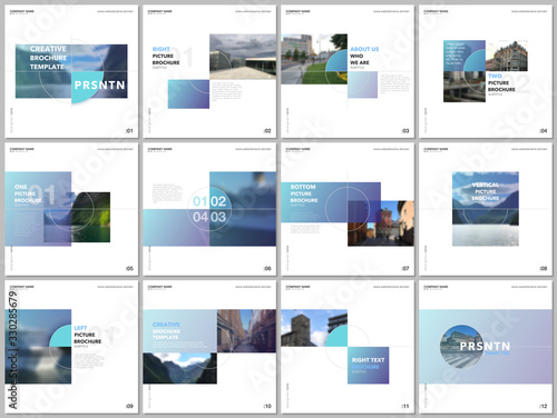 Minimal brochure template with trendy fresh colorful geometric design. Covers design templates for square flyer, leaflet, brochure, presentation, magazine, blog, social media advertising, online promo