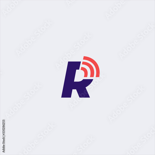 letter r three line logo design template