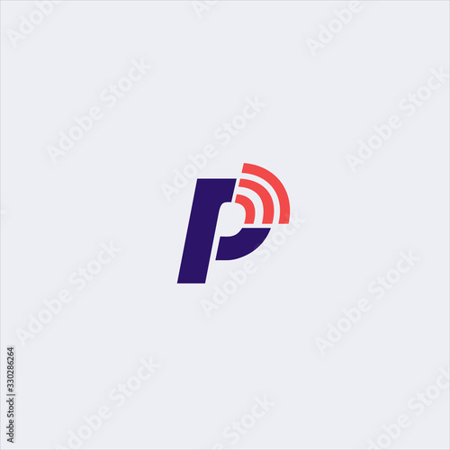 letter p three line logo design template