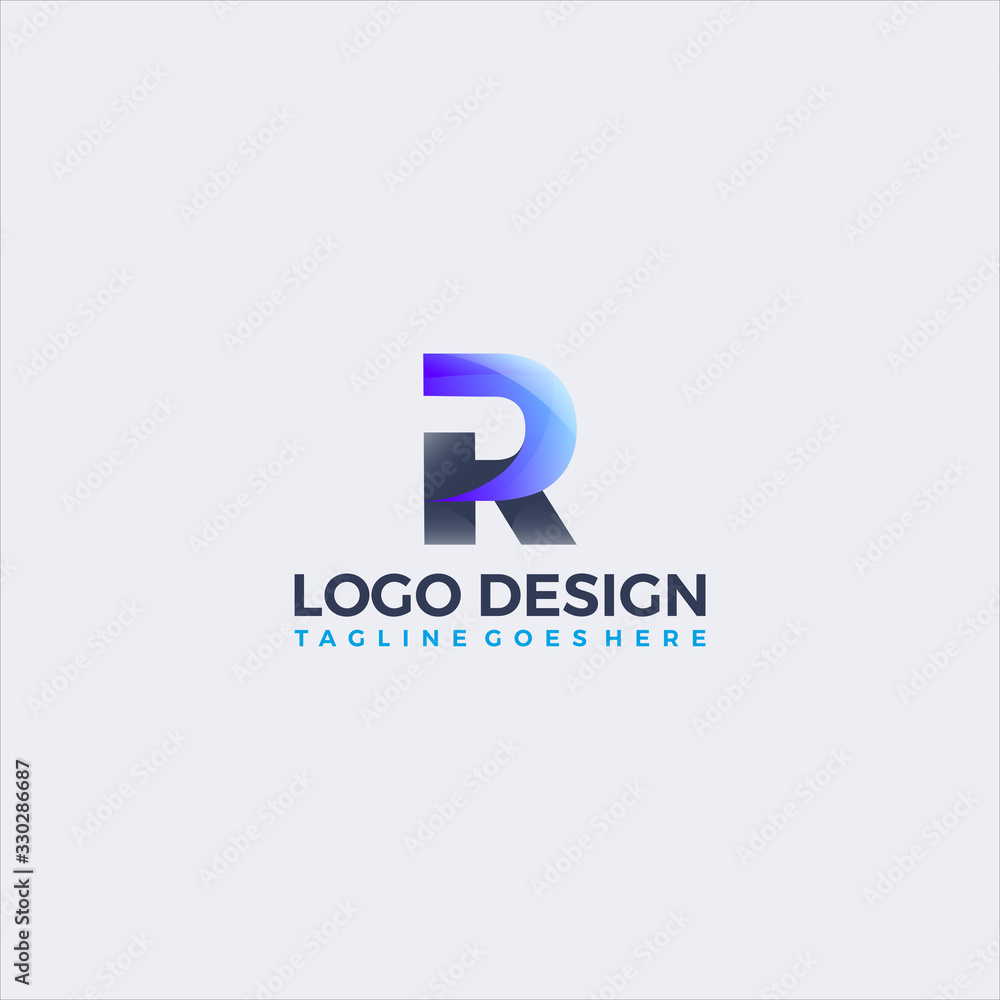 initial letter r blue color logo design template initial letter r blue color logo design template