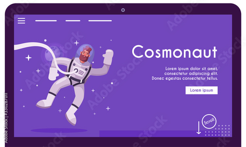 Astronaut character exploring outer space. Cartoon vector illustration