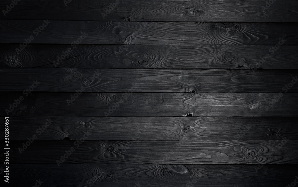 Black wooden background, old wooden texture - obrazy, fototapety, plakaty 