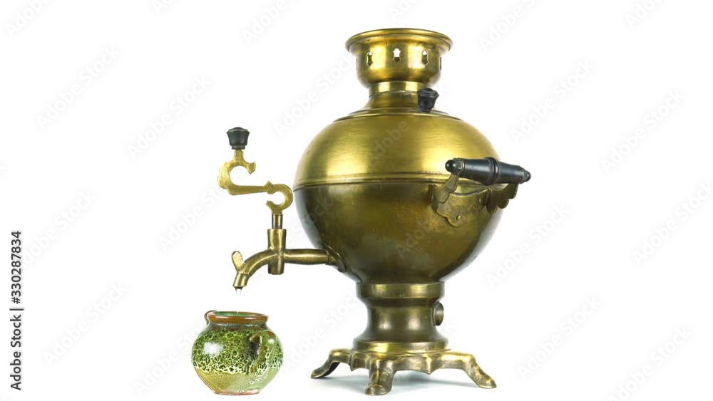 Rotating Retro Electric Samovar On A White Background Rotating Retro Electric Samovar On A White Background
