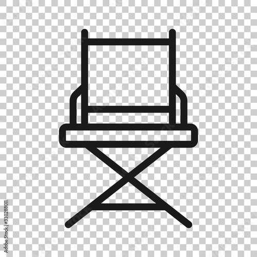 Director chair icon in flat style. Producer seat vector illustration on white isolated background. Movie business concept.