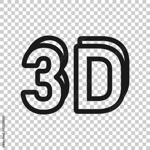 3d text icon in flat style. Word vector illustration on white isolated background. Stereoscopic technology business concept.