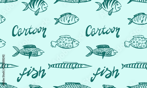 Vector hand drawn doodle fish icon. Logo design template. Cute hand drawn childish linear illustration for print, web © Ангелина
