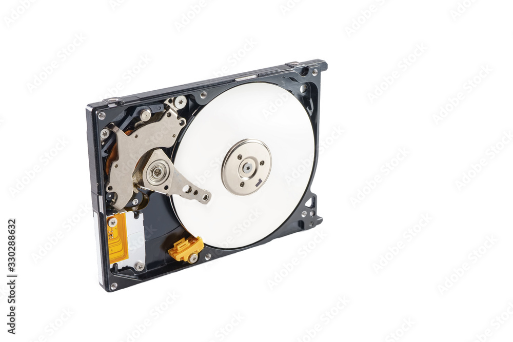 Hard disk drive removable case for repair on a white background. Hard disk drive removable case for repair on a white background.
