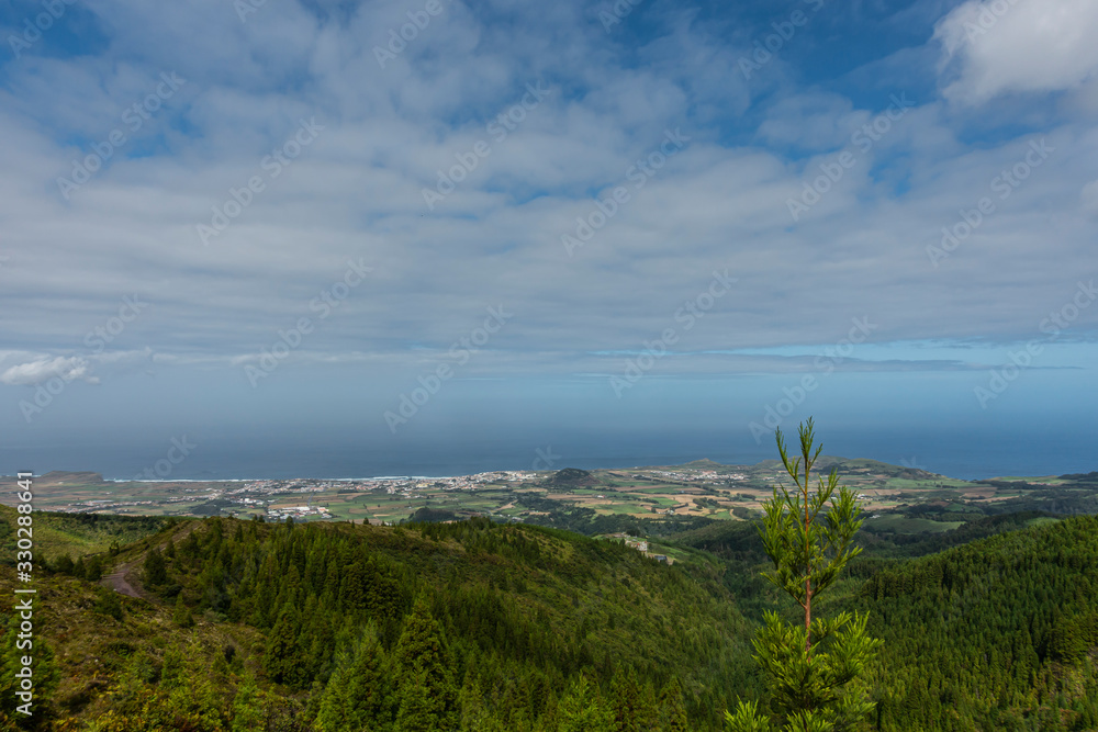 Atlantic ocean view. tourist trip to sao miguel island, azores, portugal.