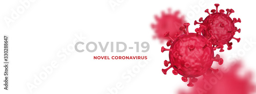 Novel Coronavirus COVID-19 3d realistic clean banner illustration template vector with copy space