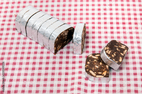 Sweet chocolate salame photo