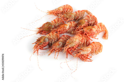 Shrimps isolated on white (northern Bering shrimp)