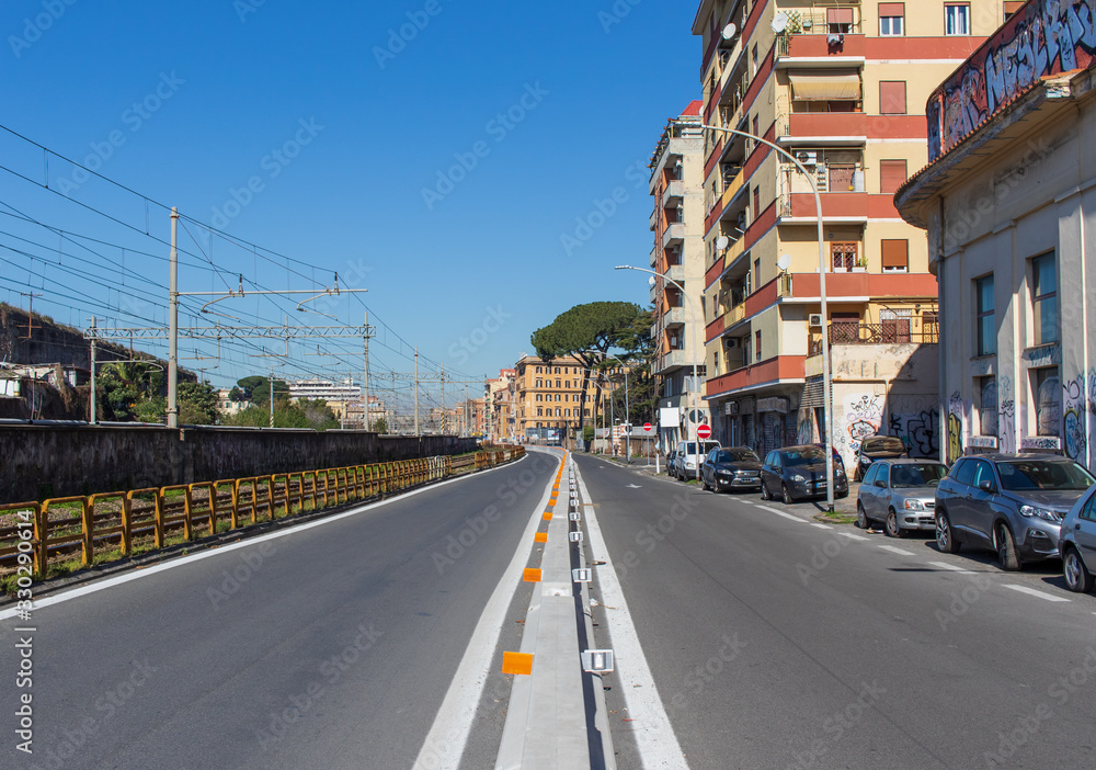 Rome, Italy - following the coronavirus outbreak, the italian Government has decided for a massive curfew, and cities like Rome look like ghost towns, with empty streets, shops closed, and no people 