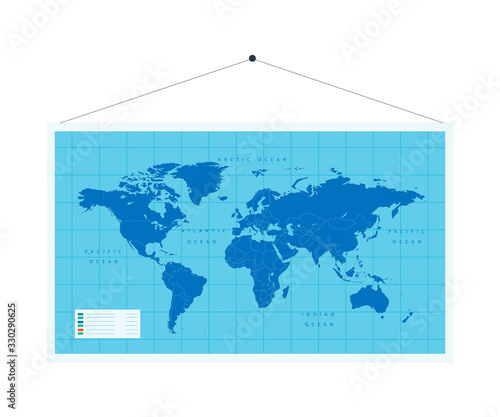 Vector illustration blue wall political world map