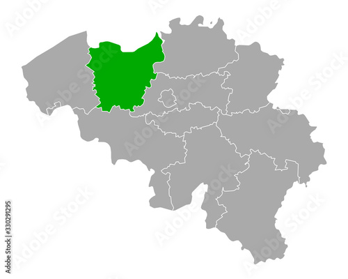 Karte von Ostflandern in Belgien