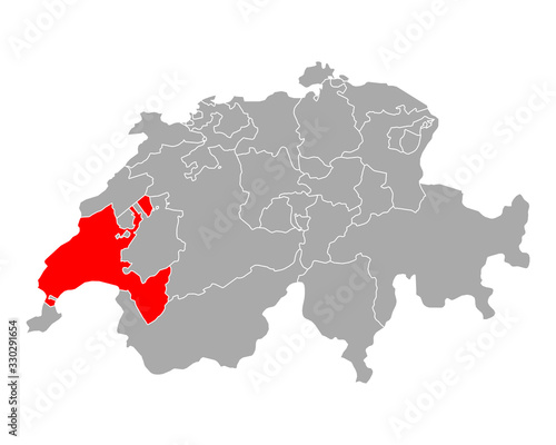 Karte von Waadt in Schweiz