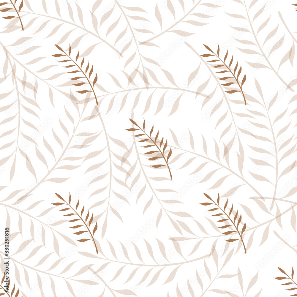 Naklejka premium Vector seamless pattern. Floral stylish background with graphic leaves
