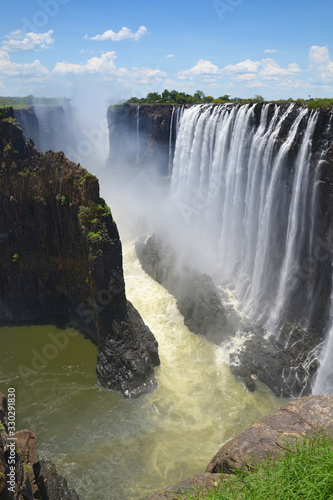 Scenic view of Victoria falls on Zambezi river from Zambia side  Africa