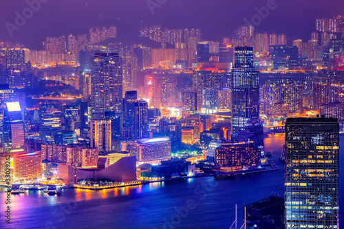 Night Hong Kong skyline