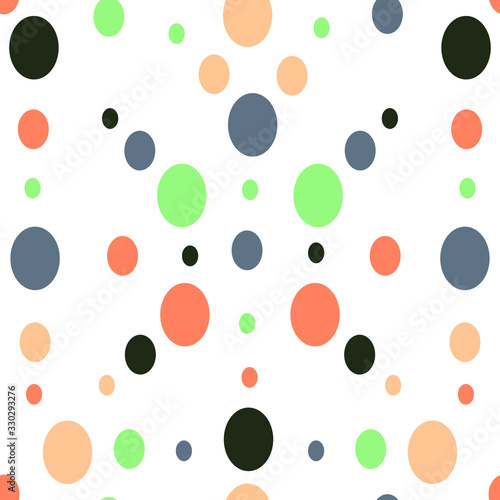 Seamless geometric pattern of abstract multi- colored ovals, circles for printing, fabric