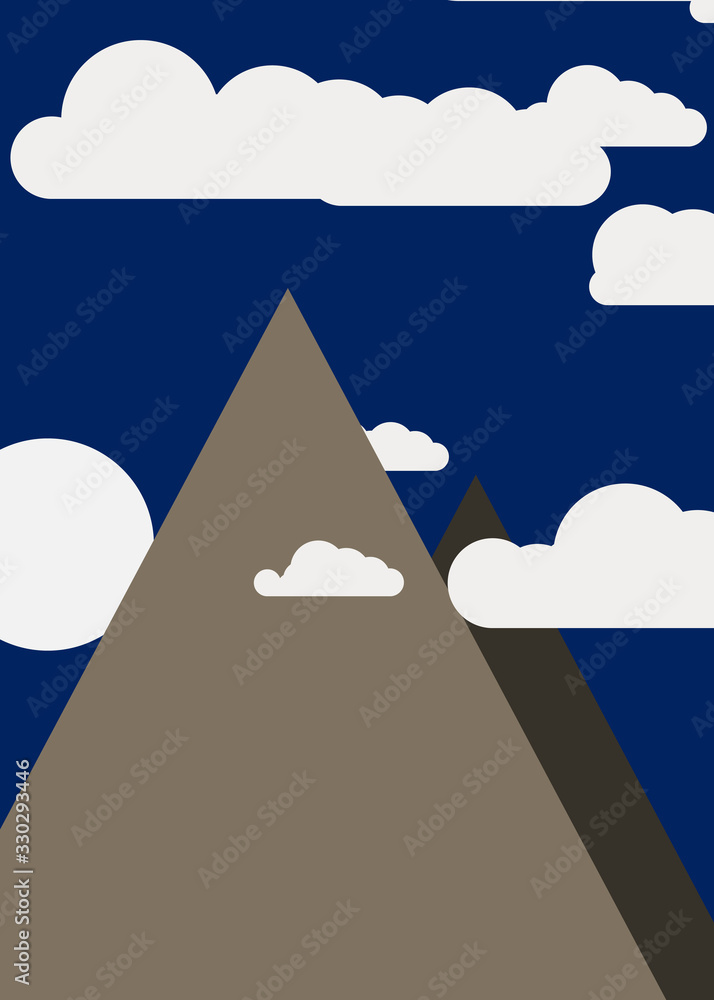 Mountains Panorame Abstract Random Placed Generative Art background illustration