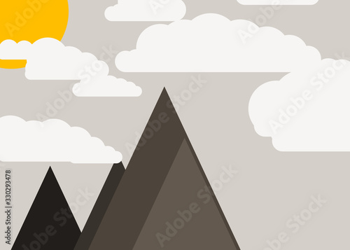 Mountains Panorame Abstract Random Placed Generative Art background illustration