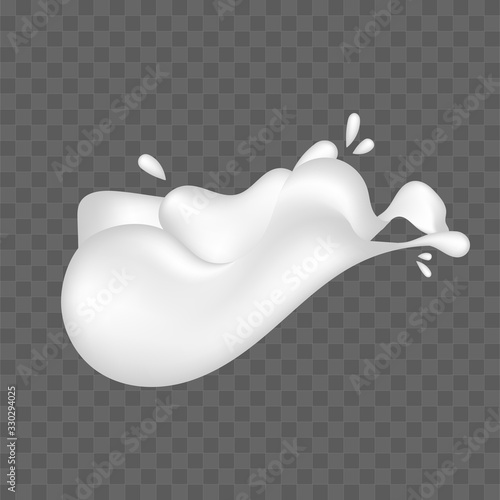 Splashing milk vector. Realistic white splashes. White fluid on stock illustration.