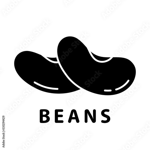 Cutout silhouette Two beans icon. Outline logo of bean products. Black simple illustration. Flat isolated vector image on white background. Symbol for jelly sweets