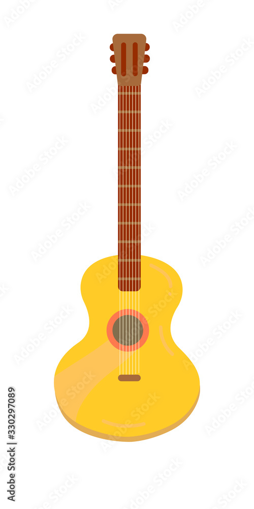 Obraz premium Six-stringed guitar isolated on white background