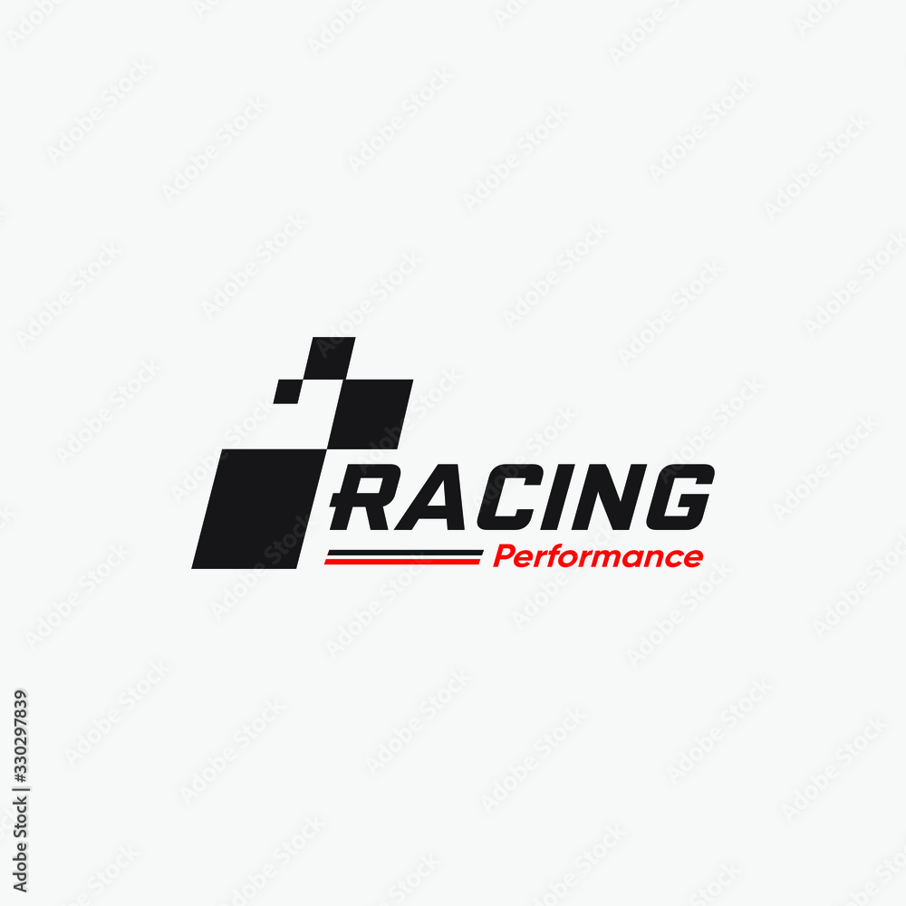Racing flag icon, simple design race flag logo template