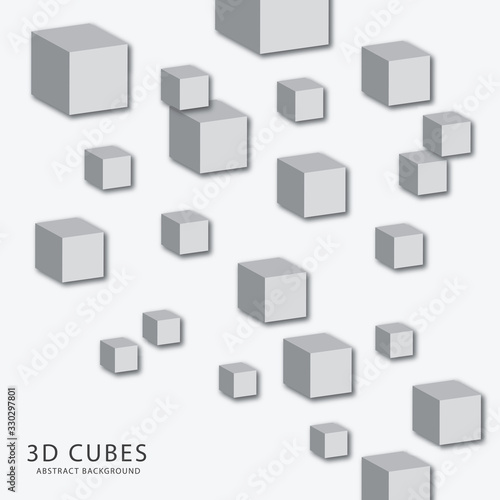 Abstract 3D Cube background with gray color