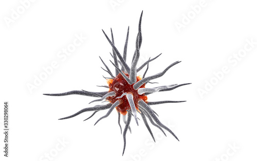 Virus cells or bacteria molecule isolated on white. Flu  view of a coronavirus under a microscope. Germs  bacteria  cell infected organism. COVID-19  H1N1  Swine Flu  Corona  Virus. 3d Rendering.