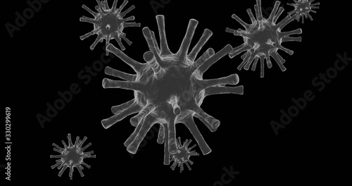 Virus And Bacteria Under Electron Microscope. Epidemic Disease. 3D Render.