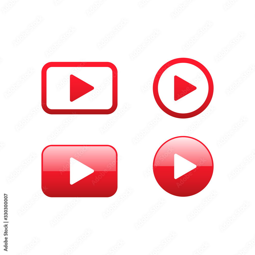 Set of video play icons. Web icon concept isolated on white background. Vector 3d illustration. Set of video play icons. Web icon concept isolated on white background. Vector 3d illustration.
