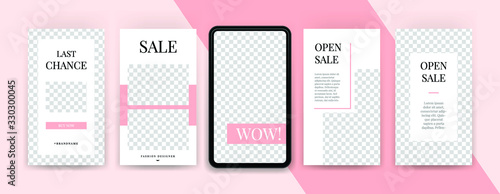 Fashion sale topics. Editable instagram stories template. Streaming.