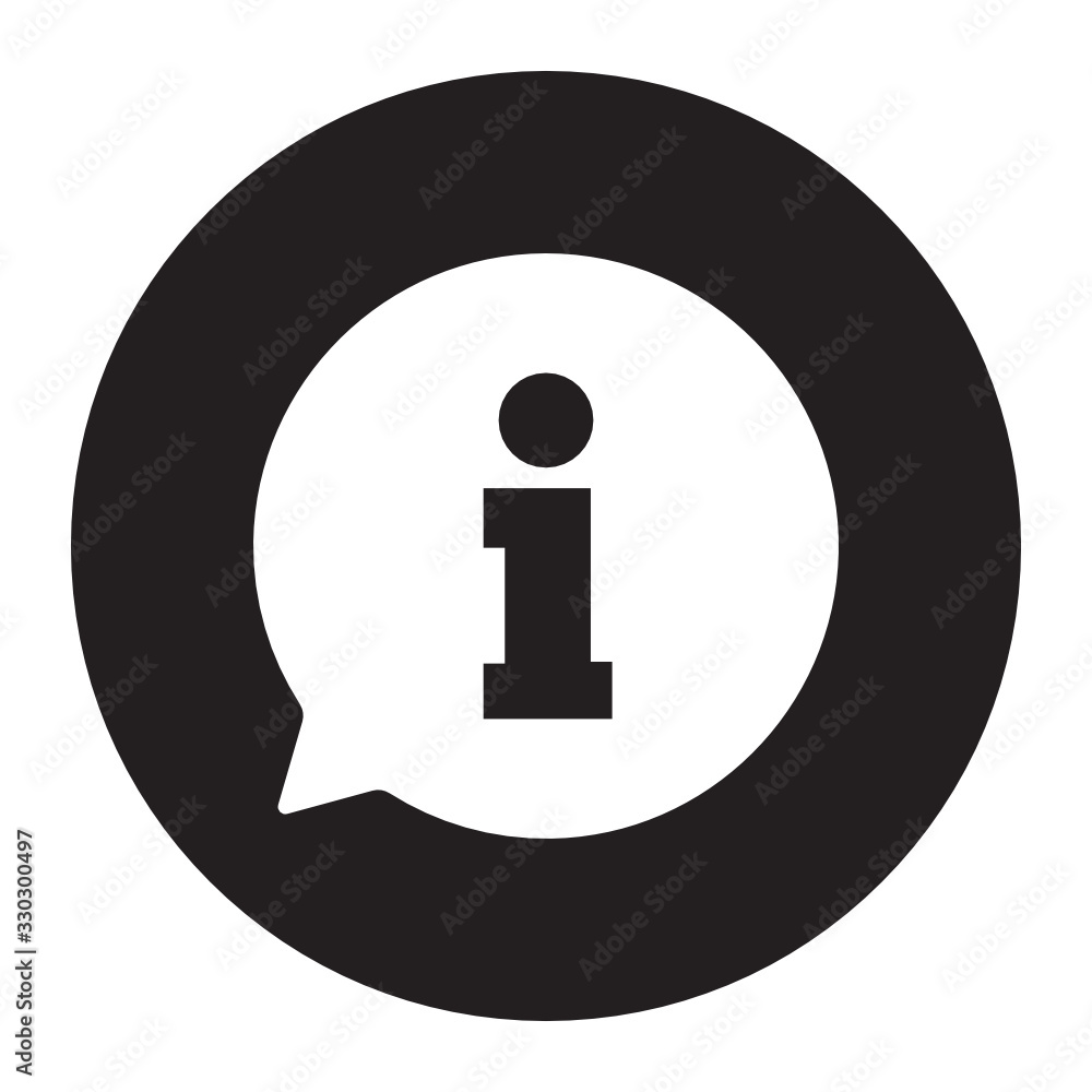 Information sign icon. Info speech bubble symbol. Circle flat button with shadow. Information sign icon. Info speech bubble symbol. Circle flat button with shadow.