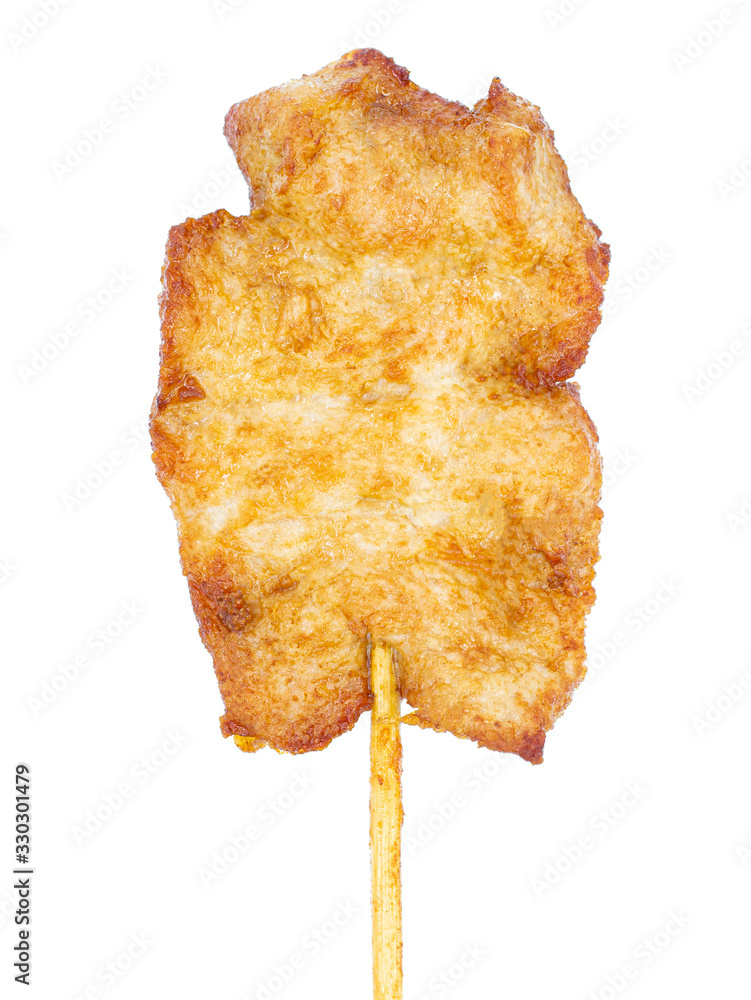 Traditional Thai style grilled pork, isolated on white background. Clipping path. Traditional Thai style grilled pork, isolated on white background. Clipping path.
