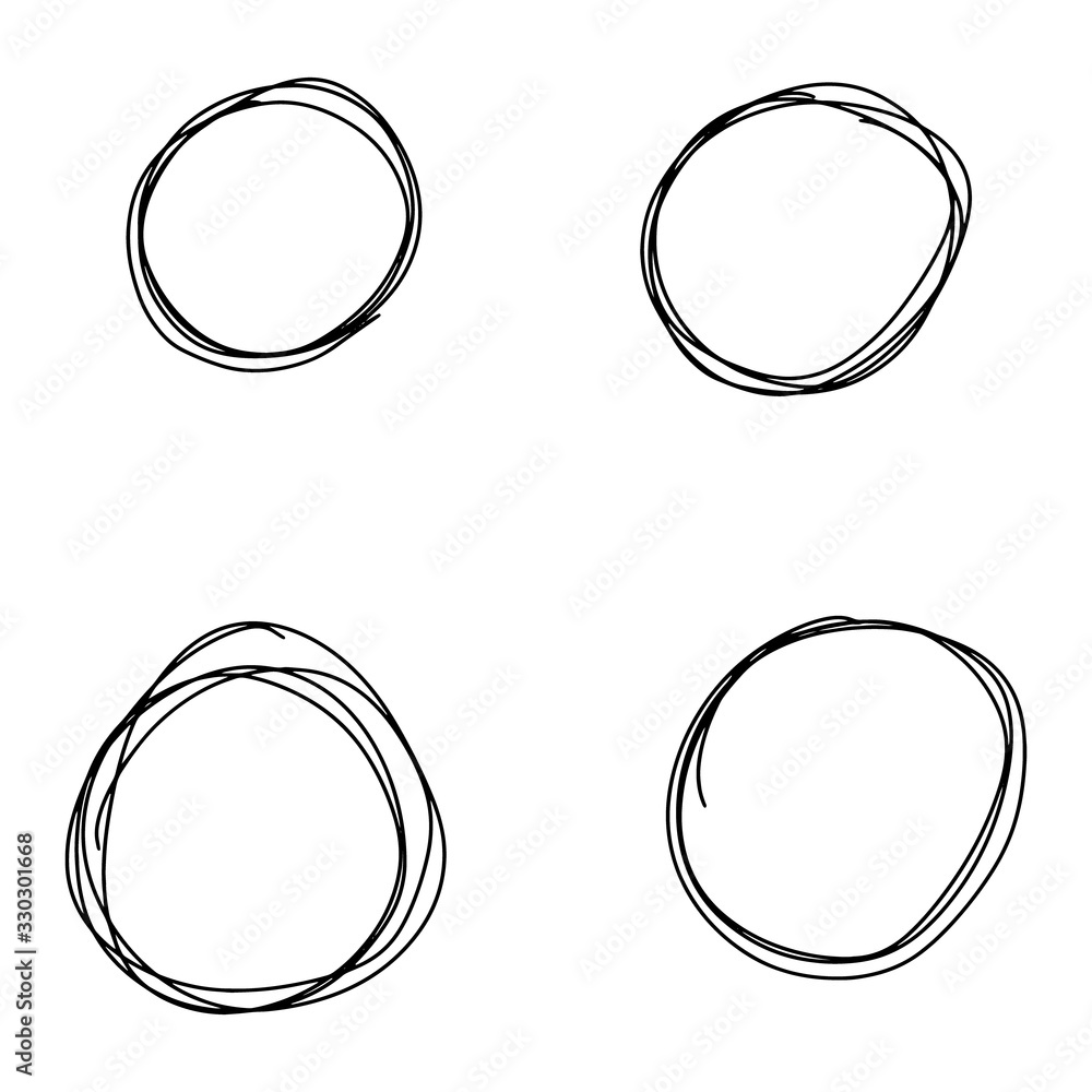 Doodle frame is round. A circle drawn by hand.Random graffiti. A set of round frames.Vector illustration. Doodle frame is round. A circle drawn by hand.Random graffiti. A set of round frames.Vector illustration.