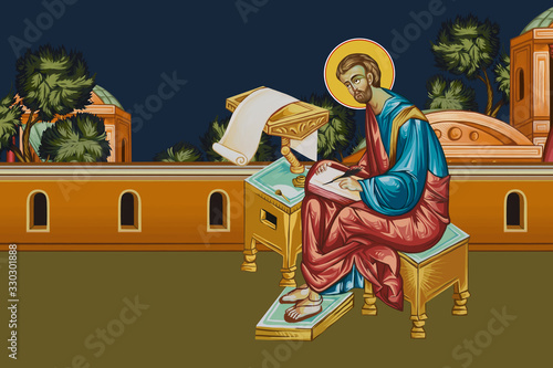 Luke the Evangelist physician. Illustration in Byzantine style