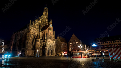 Night view of the Frauenkirche  or church of our lady  Nuremberg