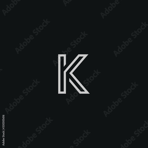 Abstract letter K  logo design. Minimal emblem outline design .