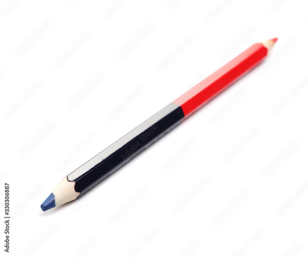 Red blue construction lead pencil isolated on white background Red blue construction lead pencil isolated on white background
