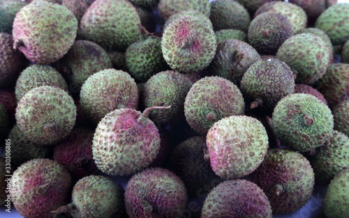 Lychee background. Tropical fruits