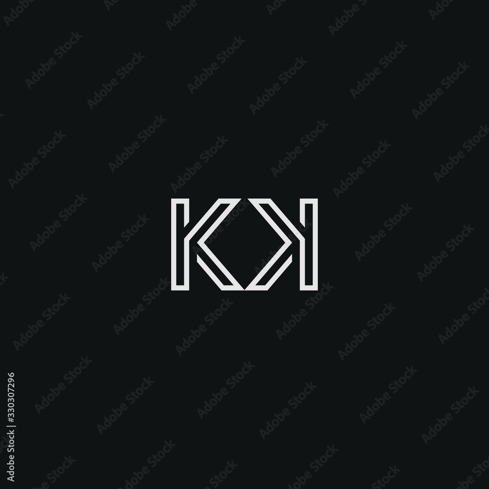 Abstract letter KK logo design. Minimal emblem outline design . Abstract letter KK logo design. Minimal emblem outline design .