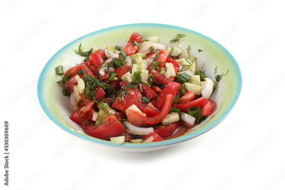 Salad in dish isolated on white Salad in dish isolated on white