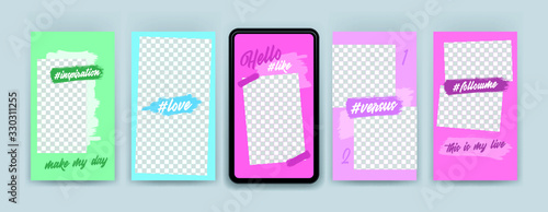 Trendy editable template for social networks stories, vector illustration.