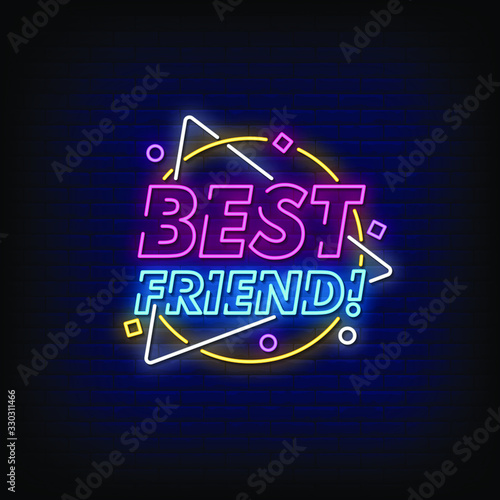 Best Friend Neon Signs Style Text Vector