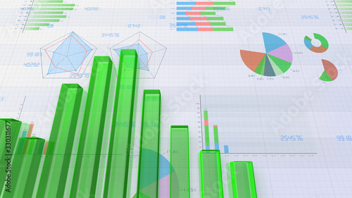 Business Economy Data Graph Chart Bar Growth Success 3D illustration background