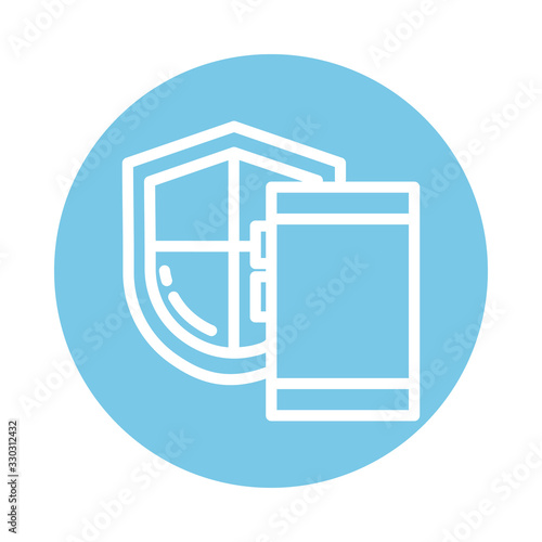 shield with database, block and flat style icon